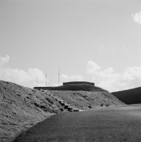 A bunker and communications masts